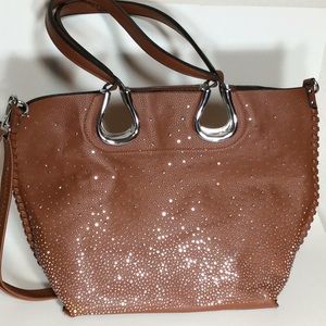 Rhinestone Covered Spacious Bag w/Double Straps
